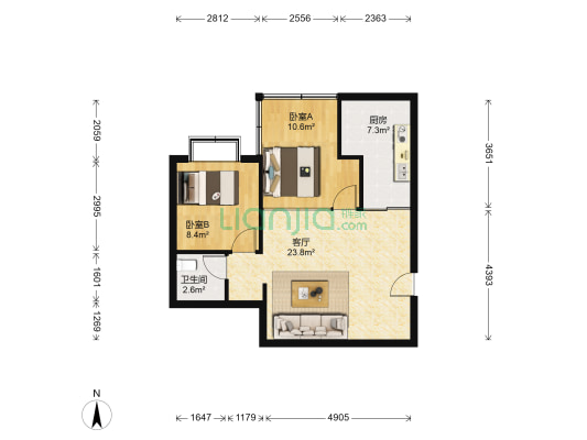 源昌豪庭二期 2室1厅1卫 57平方