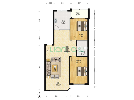沈阳和化工大学教师公寓 2室1厅1卫 113平方