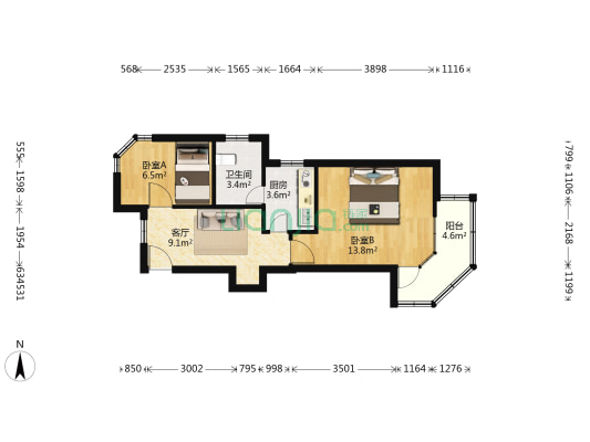 莘松八村 2室1厅1卫 50平方