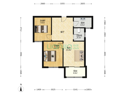 乐居湖畔祥园 2室1厅1卫 75平方
