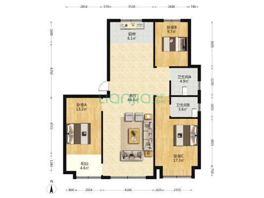 潍柴人才公寓（西区） 3室1厅2卫 143平方