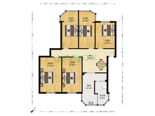 双桥路252号 5室1厅1卫 117平方