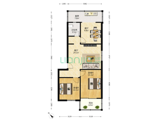 梓潼街40号 2室2厅1卫 85平方