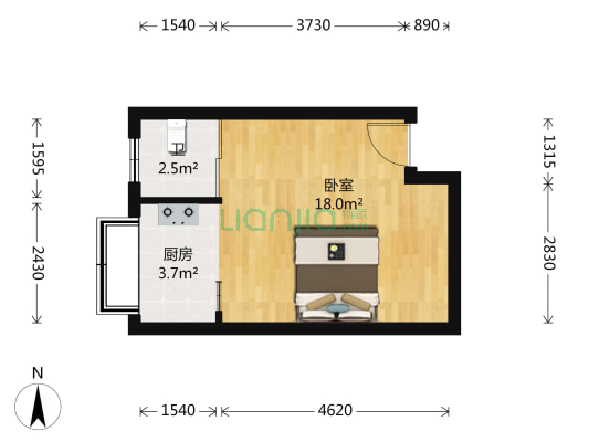 嘉和丽园 1室0厅1卫 35平方