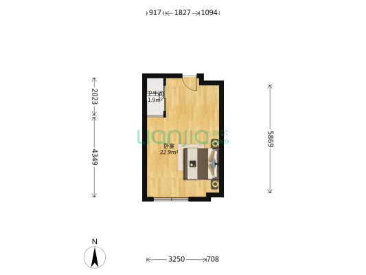天河御品 1室0厅1卫 42平方