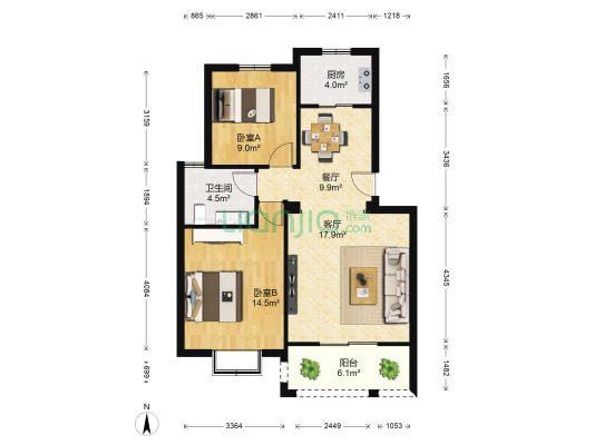 翔安新城南区安置房四区 2室2厅1卫 80平方
