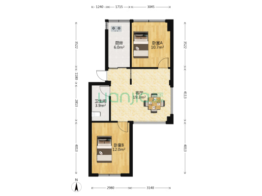 荷花新村 2室1厅1卫 61平方