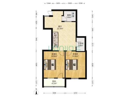 金欢喜花园 2室1厅1卫 70平方