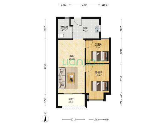 金滩郡 2室1厅1卫 72平方