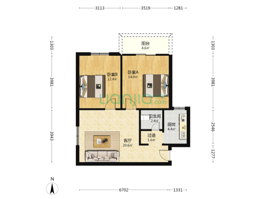 三优公寓 2室1厅1卫 73平方