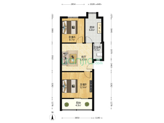 塘山街电华厂 2室1厅1卫 58平方