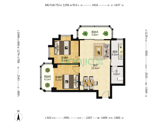 远安楼 2室1厅1卫 71平方
