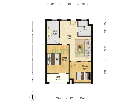 柏堰商业楼 2室1厅1卫 85平方
