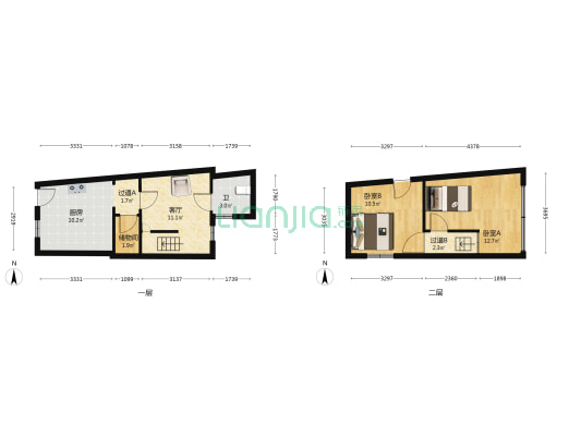 倒撑漕 2室1厅1卫 59平方