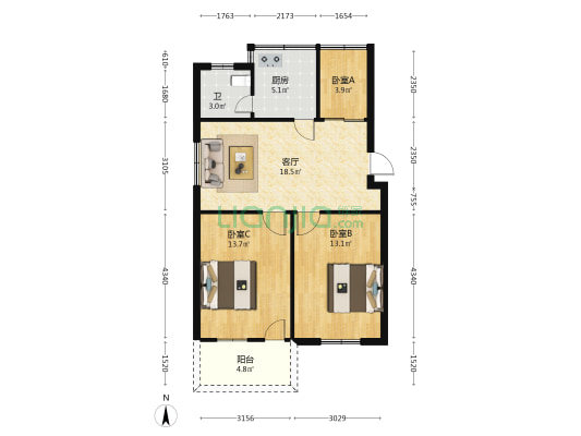 安静里23号 3室1厅1卫 79平方