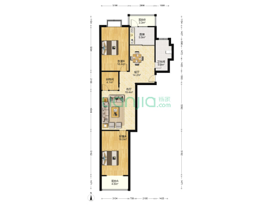 宝达大厦二期 2室2厅1卫 120平方