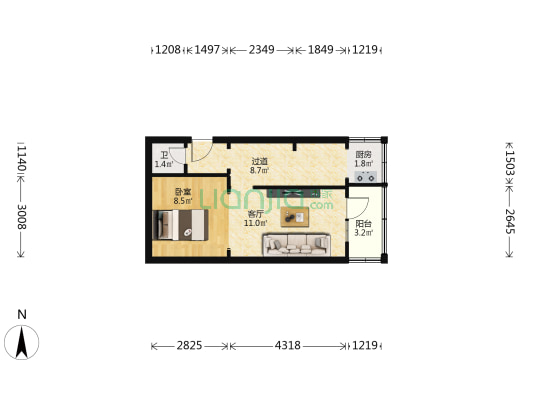 中街子小区 1室1厅1卫 40平方