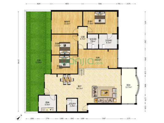 长冶路一段54号 4室1厅3卫 187平方