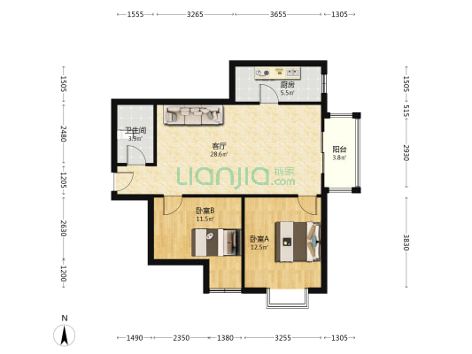 此房满二 户型方正 低楼层  配套设施齐全-户型图