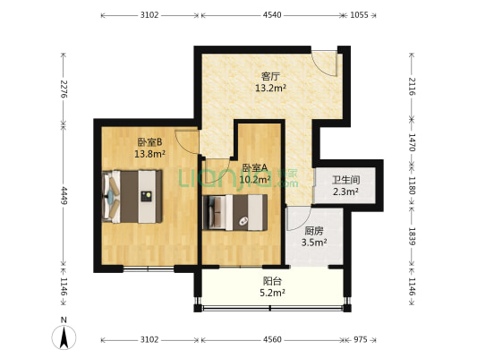 临河街生产资料小区 2室1厅1卫 68平方