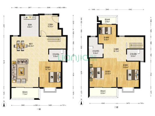 中南世纪城景城一区  4室1厅3卫 174平方