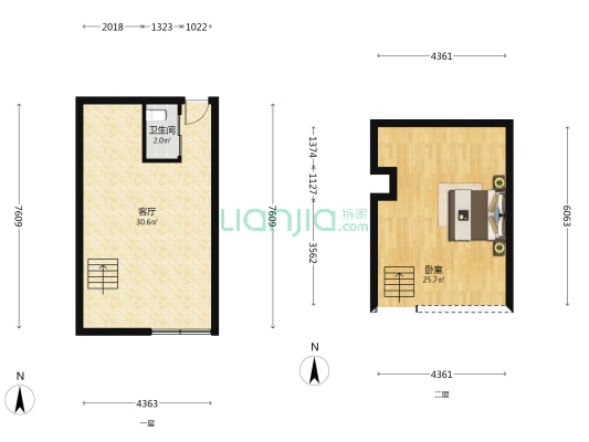 COCO公寓 1室1厅1卫 45平方