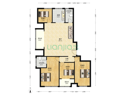 绿城蘭园 4室1厅2卫 167平方