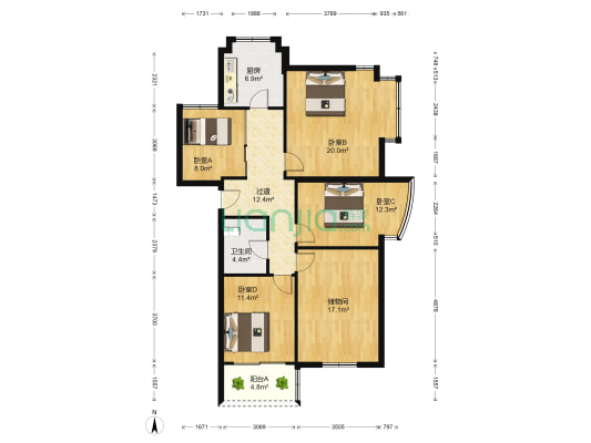 四季名门城市公寓 4室0厅1卫 137平方