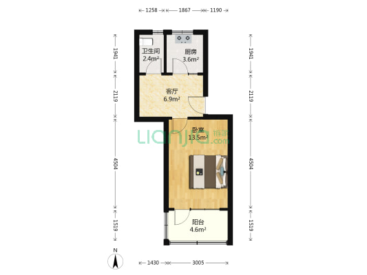 海滩街2号 1室1厅1卫 45平方