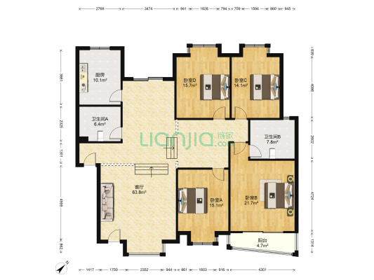 新兴花园 4室1厅2卫 177平方