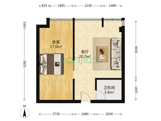 和成国际 1室1厅1卫 60平方