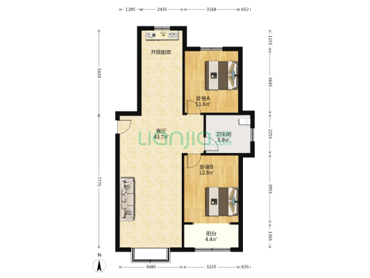 盛世佳赫园 2室1厅1卫 113平方