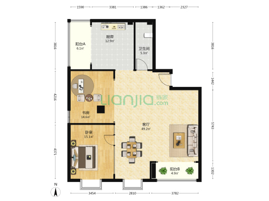 长宝佳园 2室1厅1卫 133平方