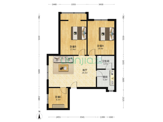 南亭二巷40号 3室1厅1卫 89平方