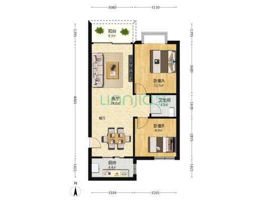 半山雅居 2室1厅1卫 74平方