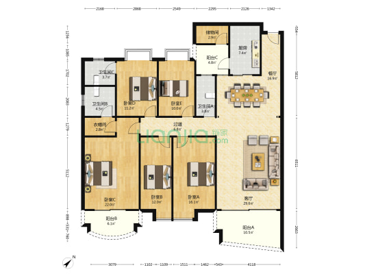 柏林半山雅墅 5室2厅3卫 189平方