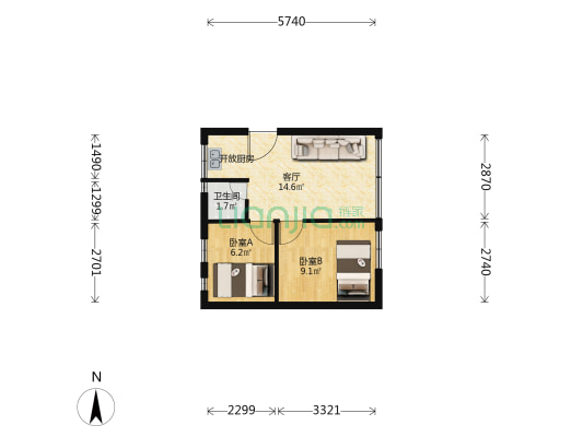 连新路 2室1厅1卫 39平方