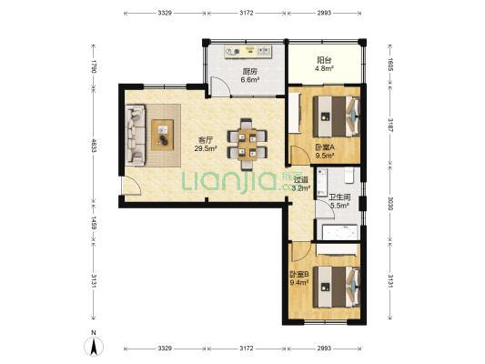 兰州市政公司家属院(北滨河中路) 2室1厅1卫 87平方