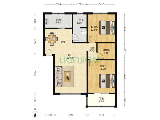 狮子岭 2室1厅1卫 98平方