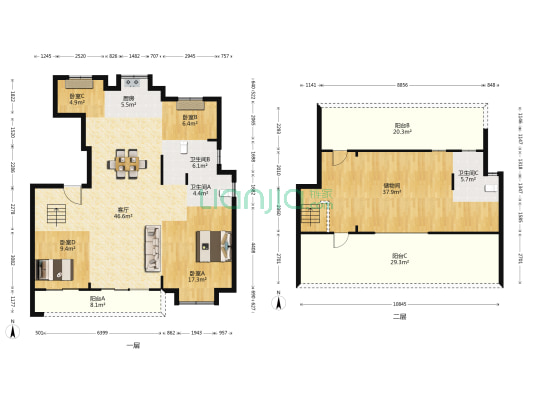 保利俯院江南 4室1厅3卫 174平方