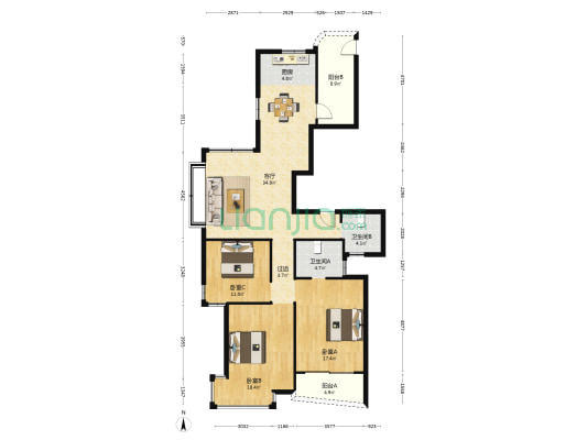 前西垟村 3室1厅2卫 151平方