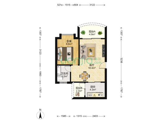 森宇苑 1室1厅1卫 46平方
