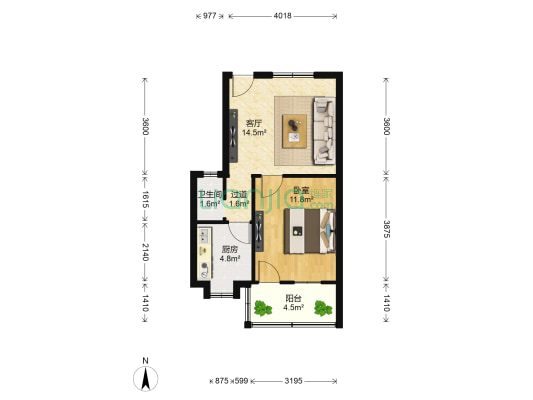 胶带厂宿舍 1室1厅1卫 47平方
