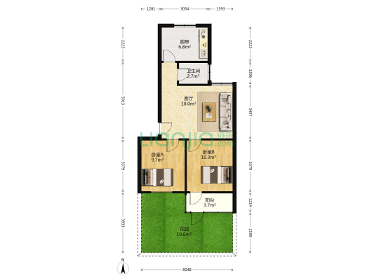 五院宿舍区 2室1厅1卫 66平方