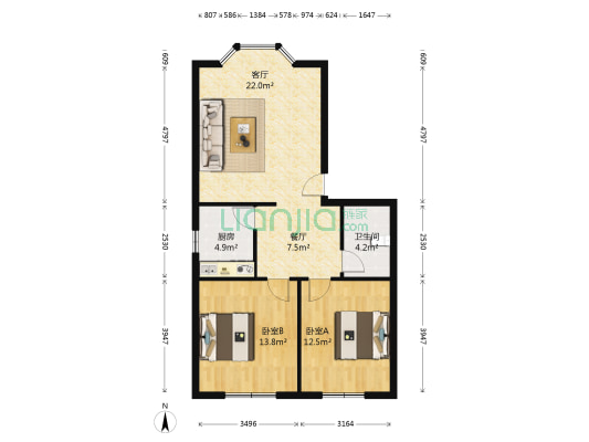万达公寓(双流) 2室2厅1卫 87平方
