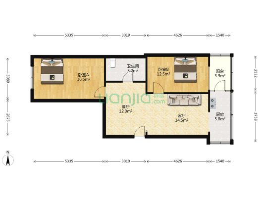 华侨小区(南岗) 2室2厅1卫 76平方