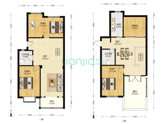 佳合苑 3室2厅2卫 138平方