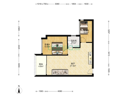德宝怡高德区 2室1厅1卫 68平方