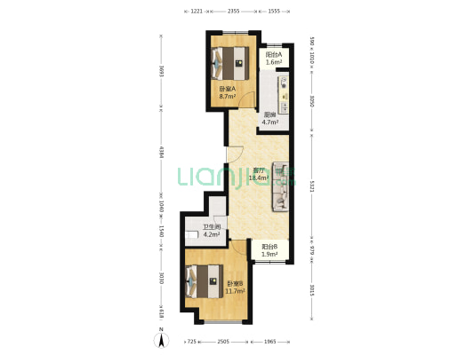 韩建青春誌 2室1厅1卫 75平方