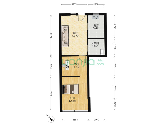 胜利街204号 2室1厅1卫 53平方